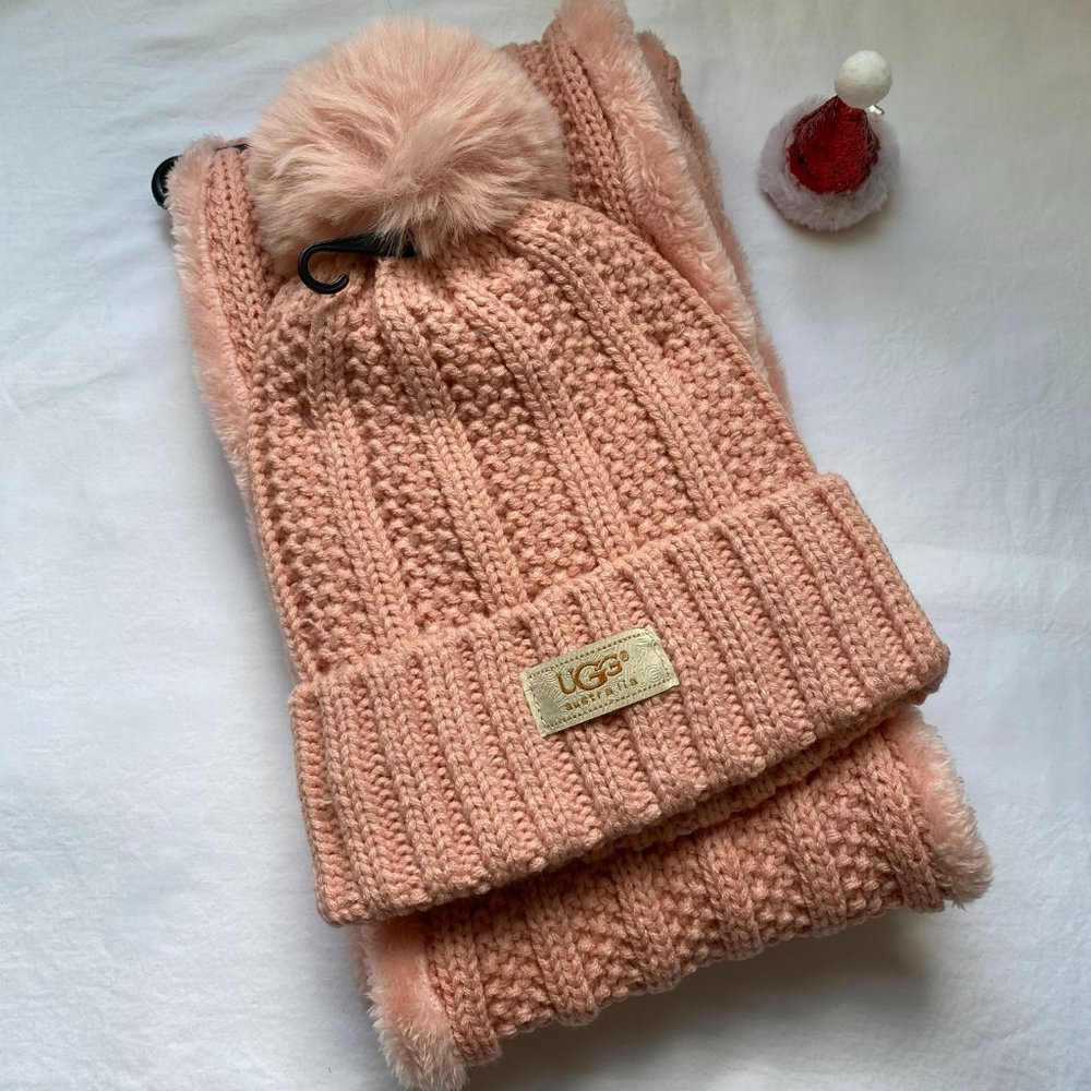 UGG Pink Hat & Infinity Scarf Set